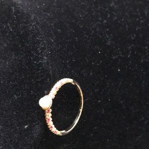 BRAND NEW 14K RING WITH CZ AND PERAL